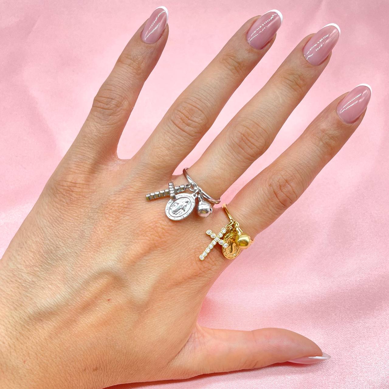 Set Di 8 Anelli Regolabili UNICRAFTALE | In Acciaio Inox Con Ciondoli Vari (luna, Cuori, Fulmini) | Ideale Per Regali - 2