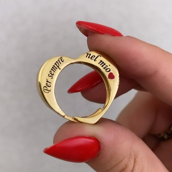 Anello regolabile a cuore in argento 925 – Iride Shop - Accessori da Donna