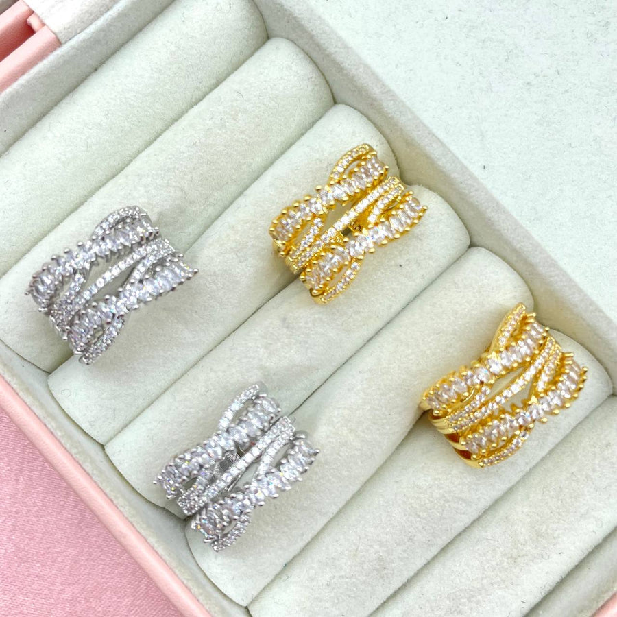 Anello regolabile multi diamond