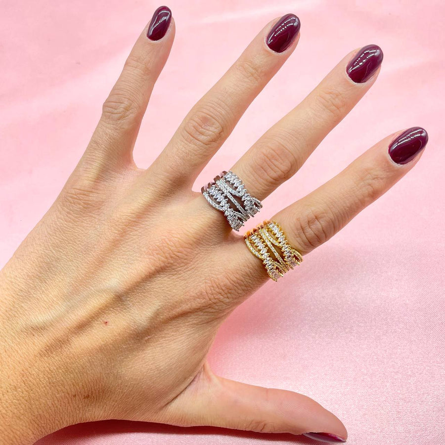 Anello regolabile multi diamond