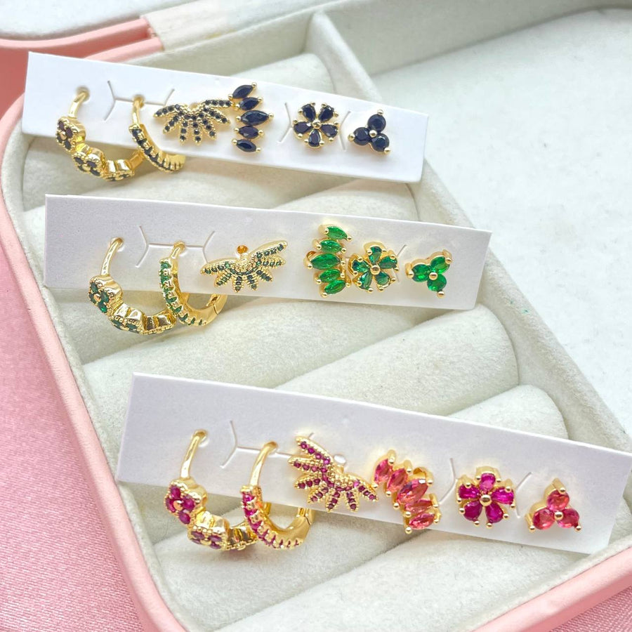 Set 6 orecchini colour bril