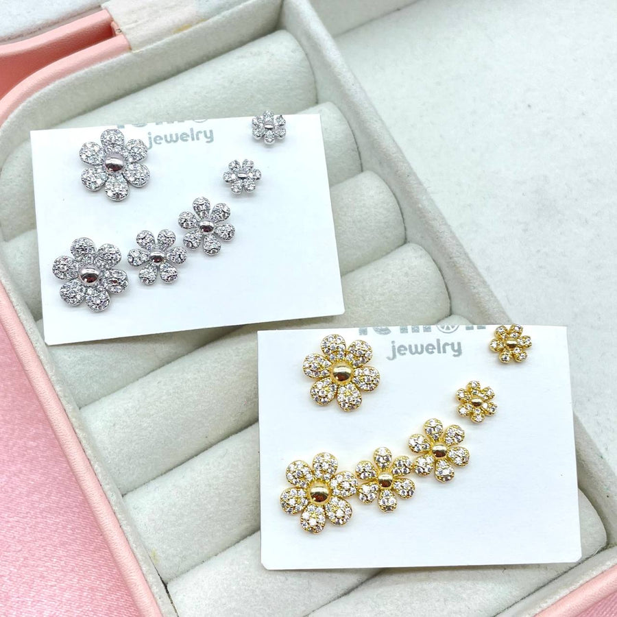 Set 6 orecchini flower bril