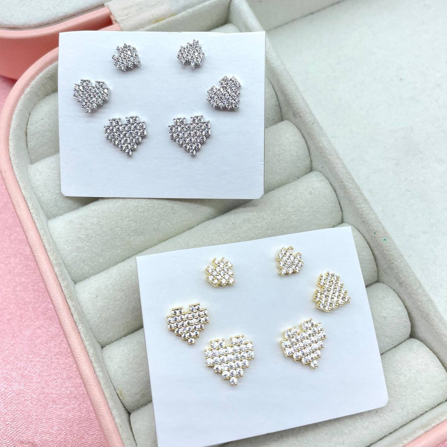 Set 6 orecchini cuore bril