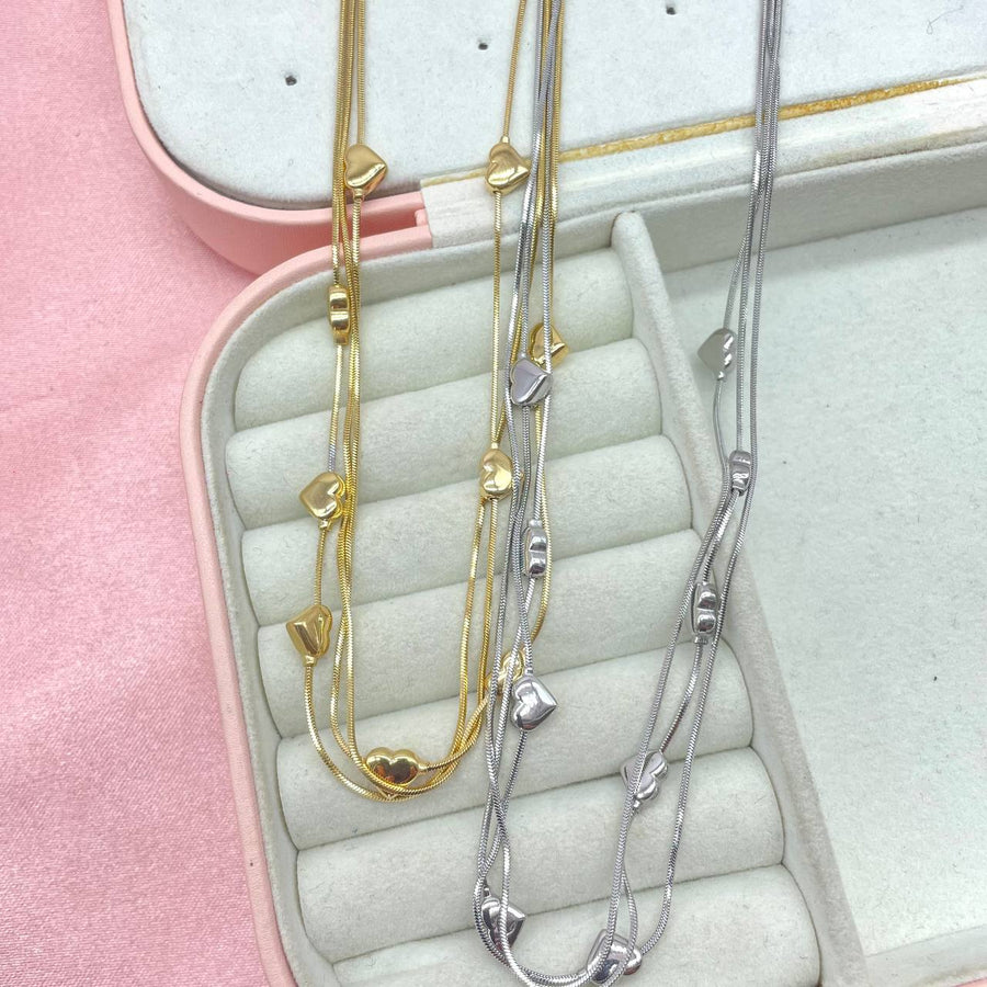Collana multifili cuoricini