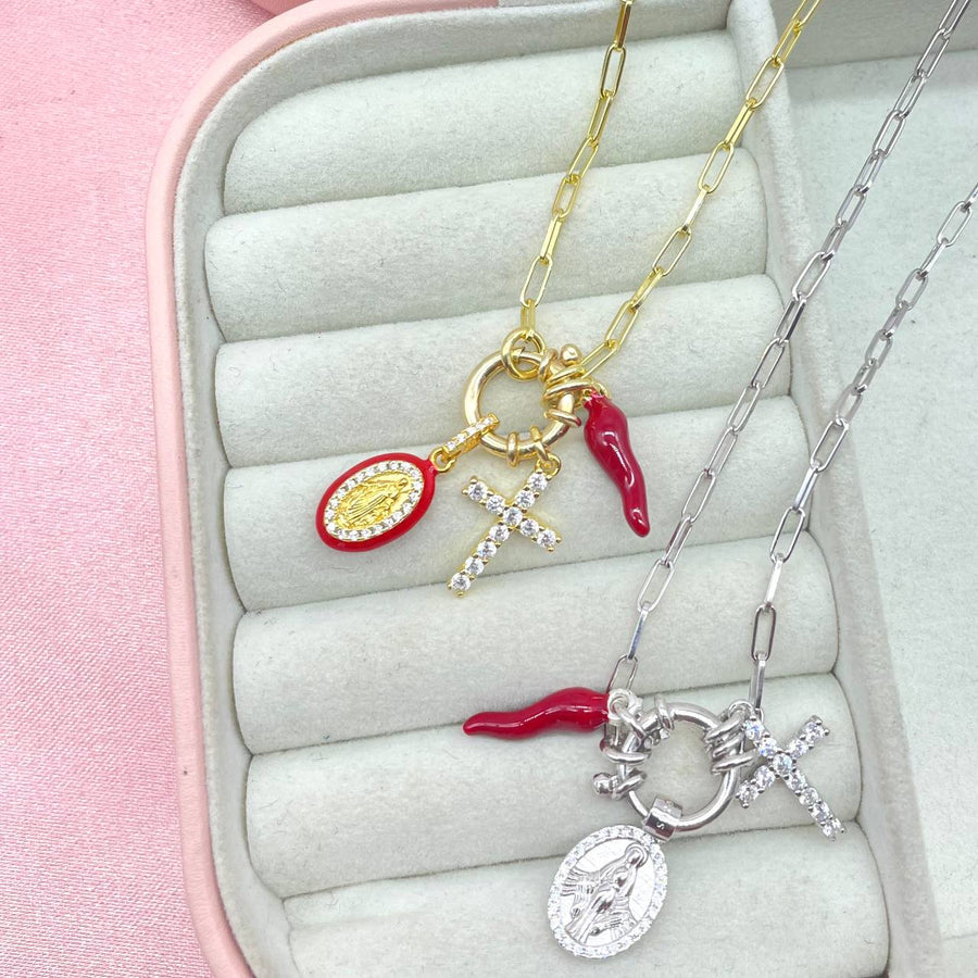 Collana multi charms in argento 925