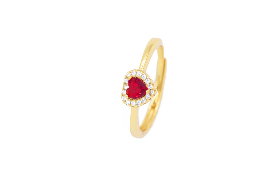 Anello regolabile cuore e strass in argento 925