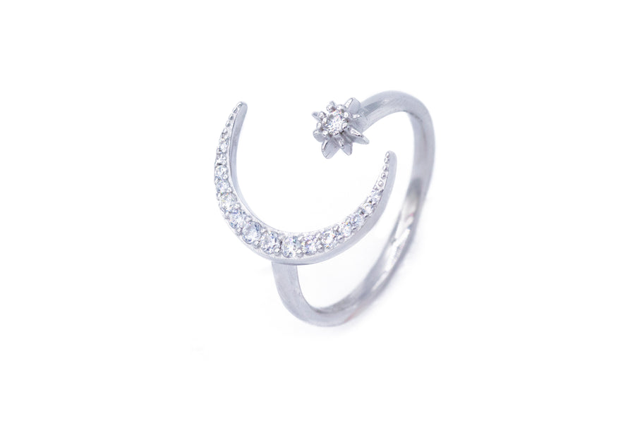 Anello regolabile moon brill in argento 925