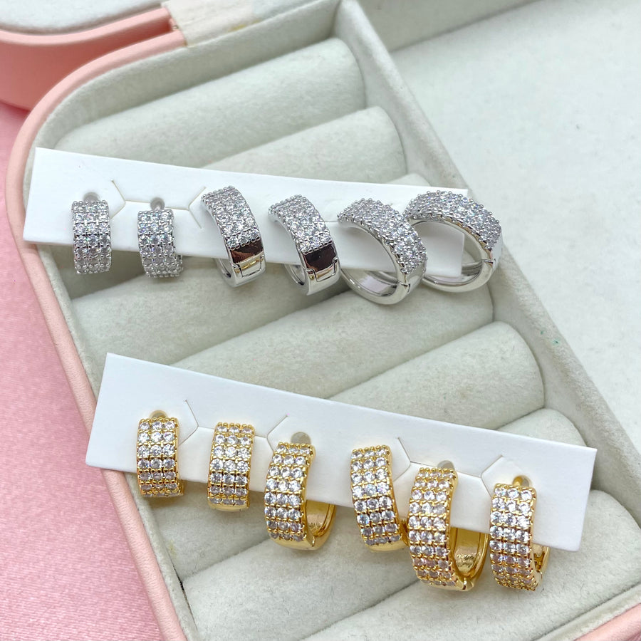 Set 6 orecchini silver diamond