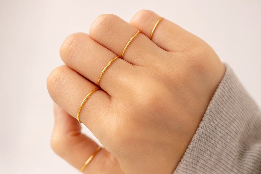 Set of 5 thin adjustable rings