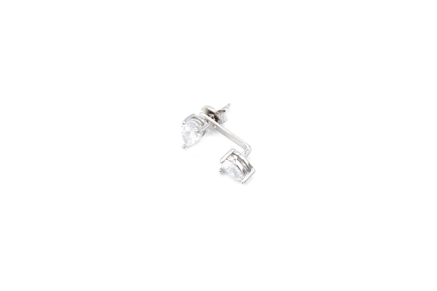 Orecchini a lobo double cuore cristal in argento 925