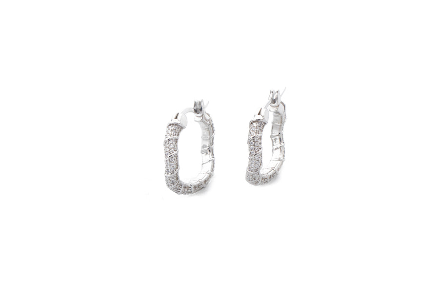 Orecchini rectangular con strass in argento 925