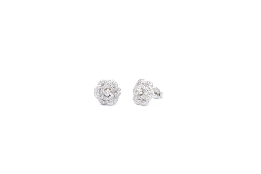 Orecchini flower trendy bril in argento 925