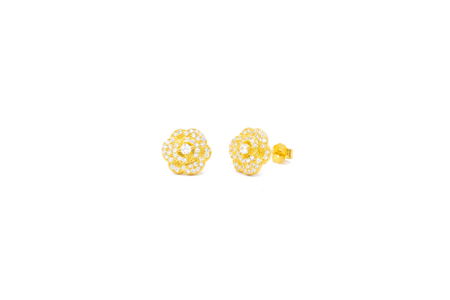 Orecchini flower trendy bril in argento 925