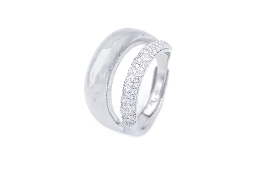 Anello regolabile fede double bril in argento 925