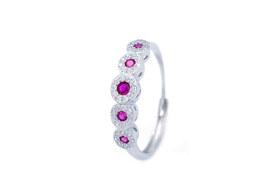 Anello regolabile flower diamond colour in argento 925