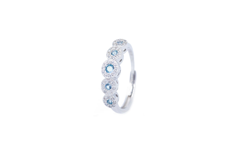 Anello regolabile flower diamond colour in argento 925