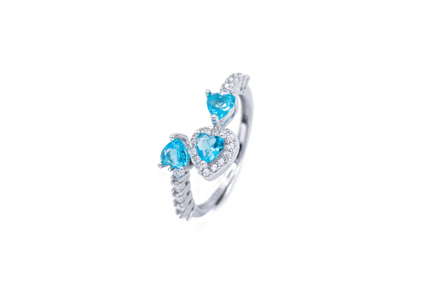 Anello regolabile triple cuore colour in argento 925