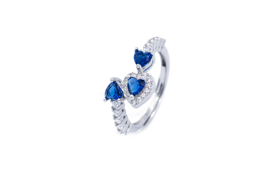 Anello regolabile triple cuore colour in argento 925