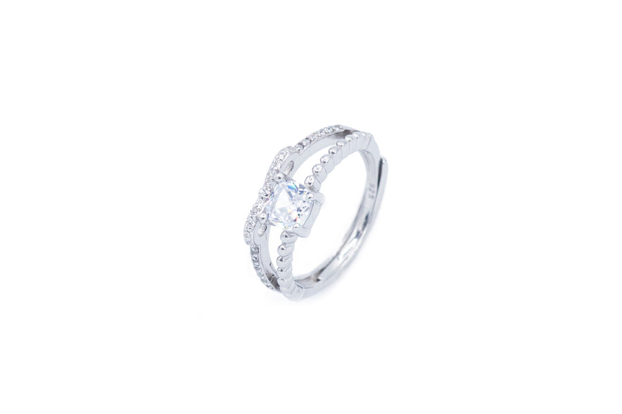 Anello regolabile double diamond in argento 925