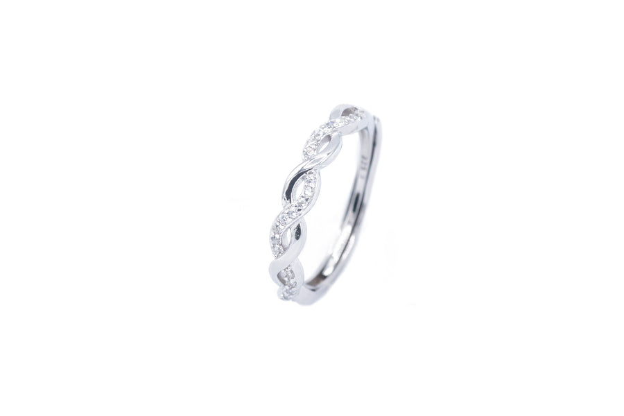 Anello regolabile infinity con strass in argento 925