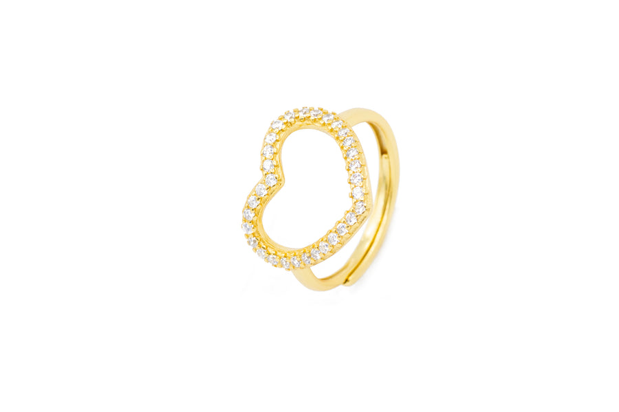 Anello regolabile cuore simply strass in argento 925