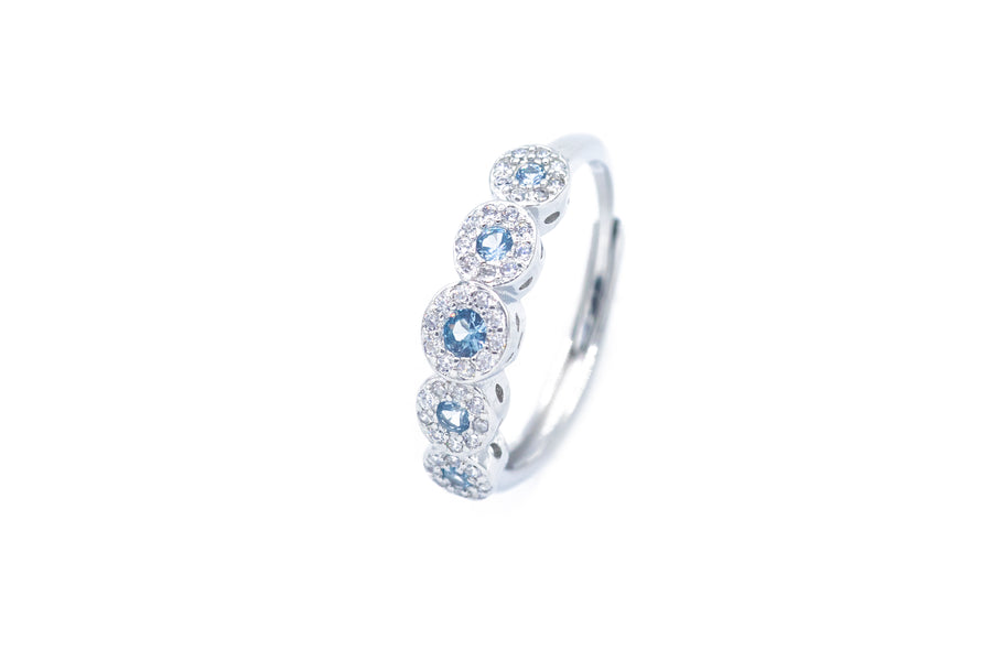 Anello regolabile flower diamond colour in argento 925