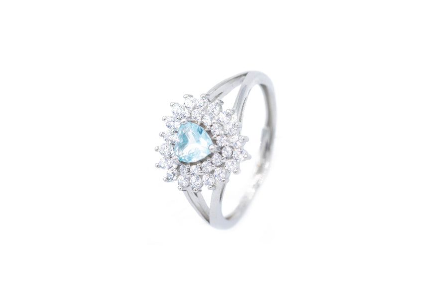 Anello regolabile cuore cristal con strass in argento 925