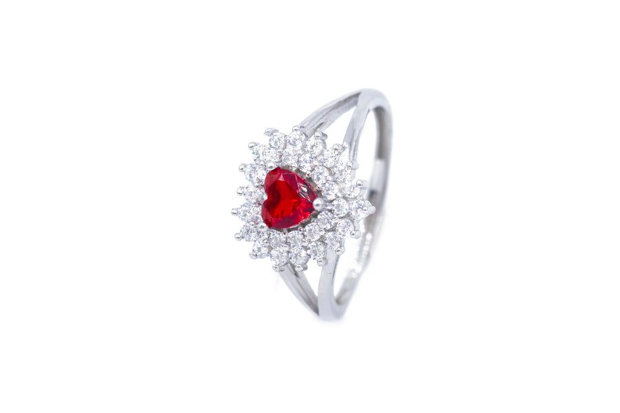 Anello regolabile cuore cristal con strass in argento 925