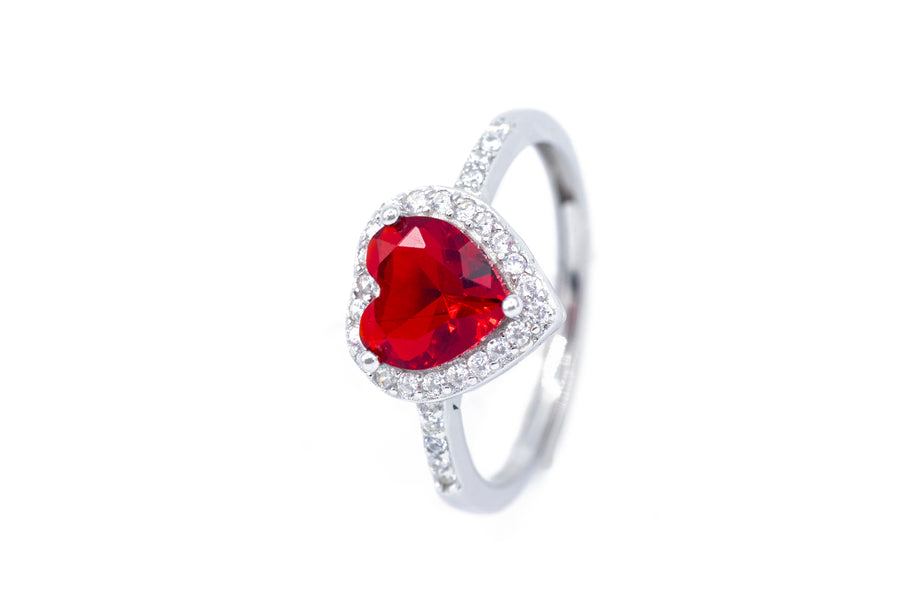 Anello regolabile cuore colour bril in argento 925