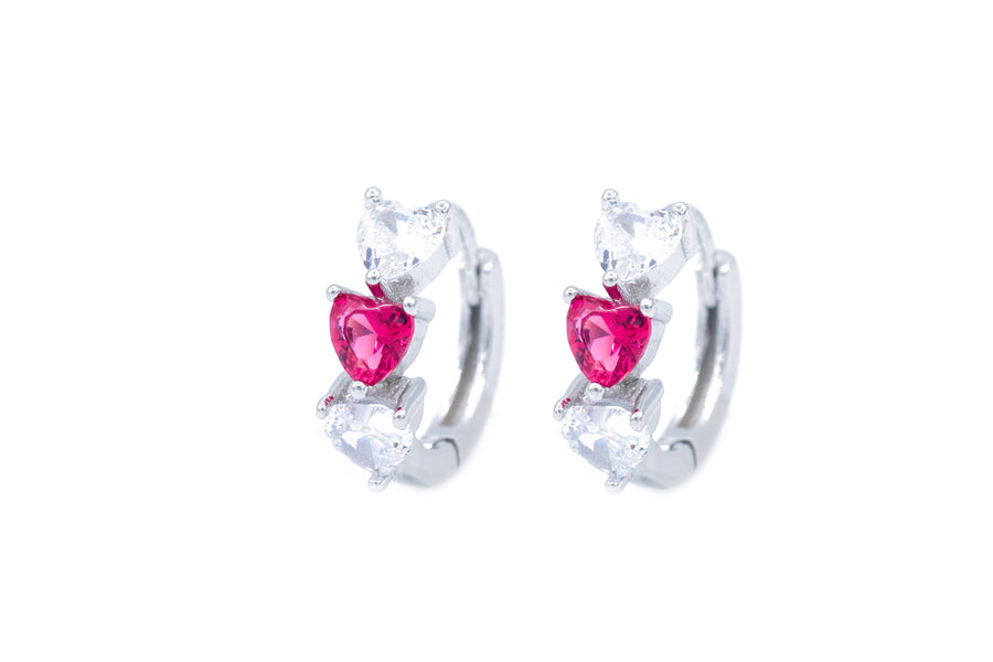 Orecchini triple cuore cristal in argento 925