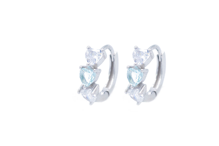 Orecchini triple cuore cristal in argento 925