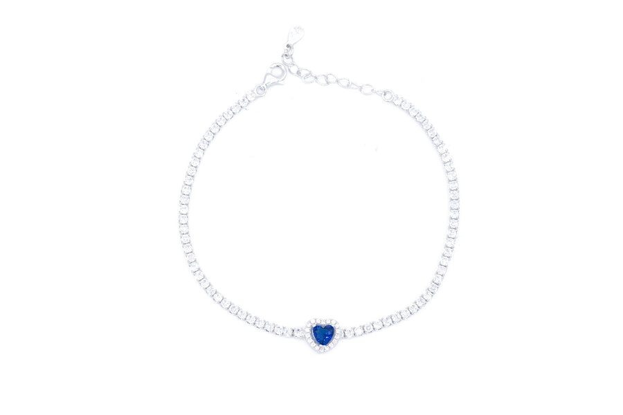 Bracciale tennis con cuore bril in argento 925