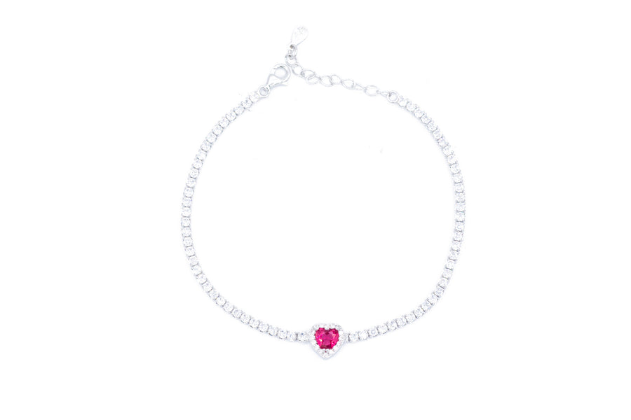 Bracciale tennis con cuore bril in argento 925