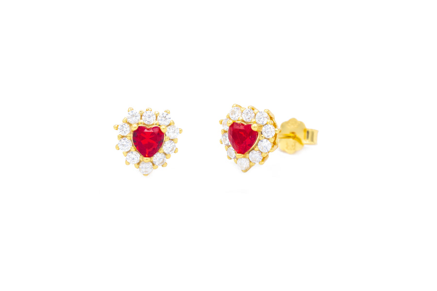 Orecchini a lobo cuore cristal colour in argento 925