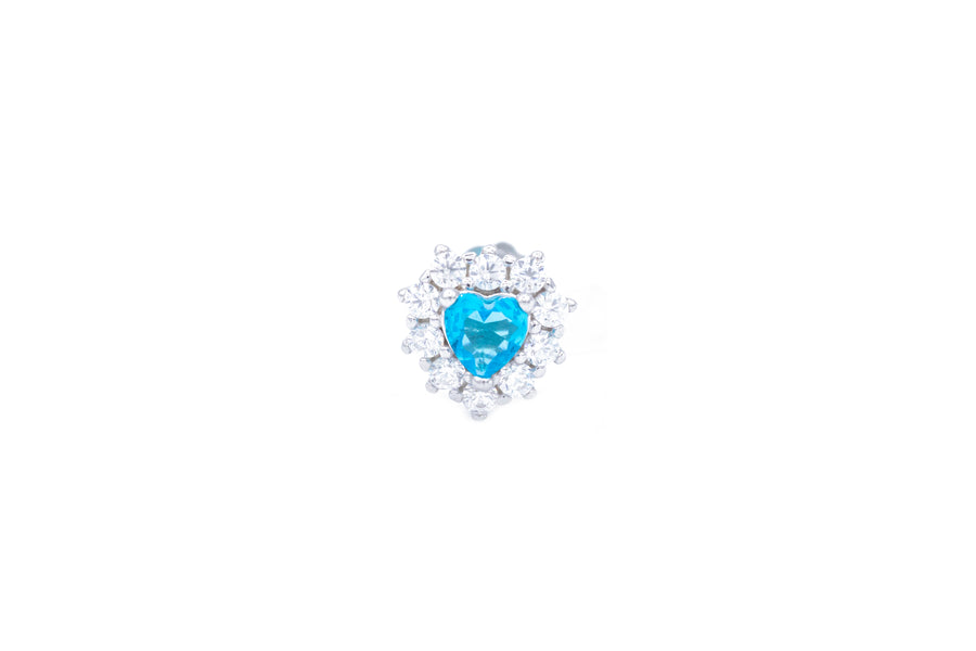 Orecchini a lobo cuore cristal colour in argento 925