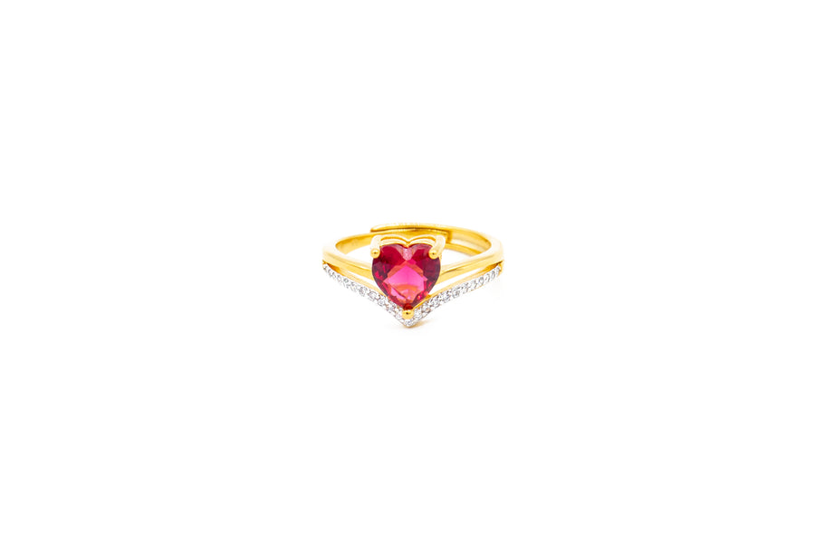 Anello regolabile cuore v colour in argento 925