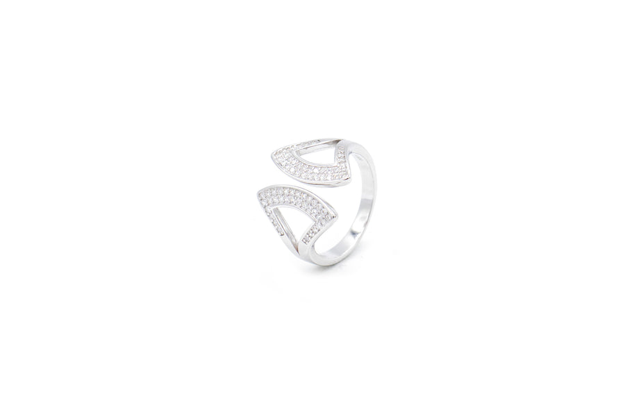 Anello regolabile double strass in argento 925