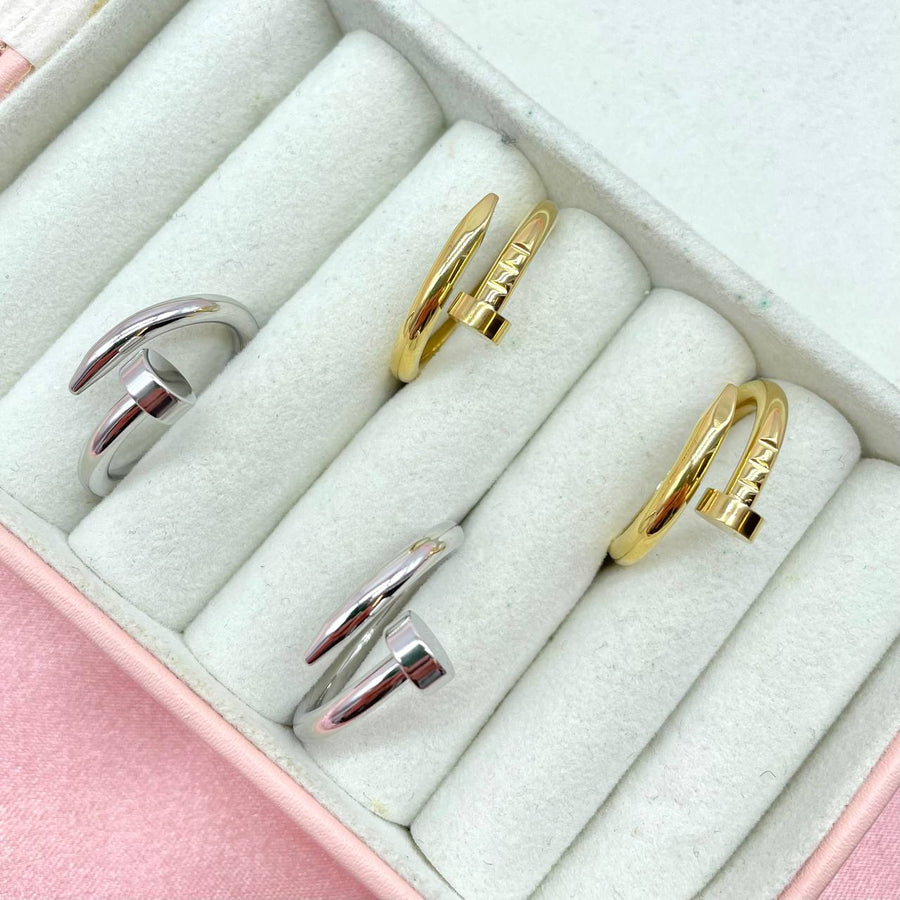 Anello regolabile chiodo nei colori oro e argento - Iride Shop Bijoux e Accessori