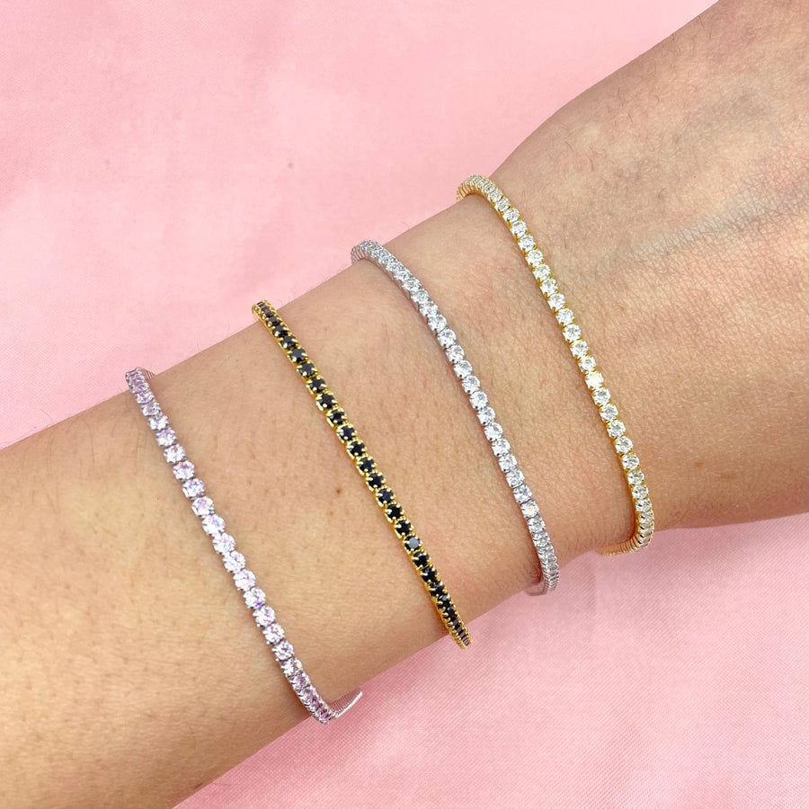 Materia 3mm Beads Bracciale Argento 925 con chiusura a clip Materia 3mm Beads Bracciale Argento 925 con chiusura a clip