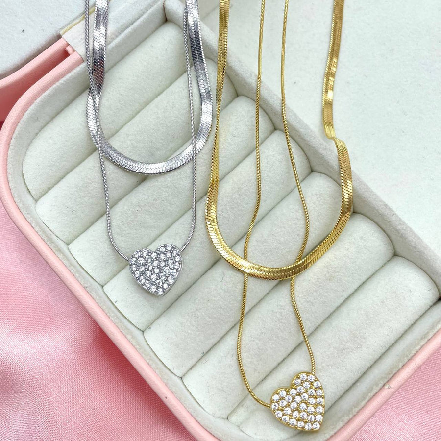Collana double cuore bril