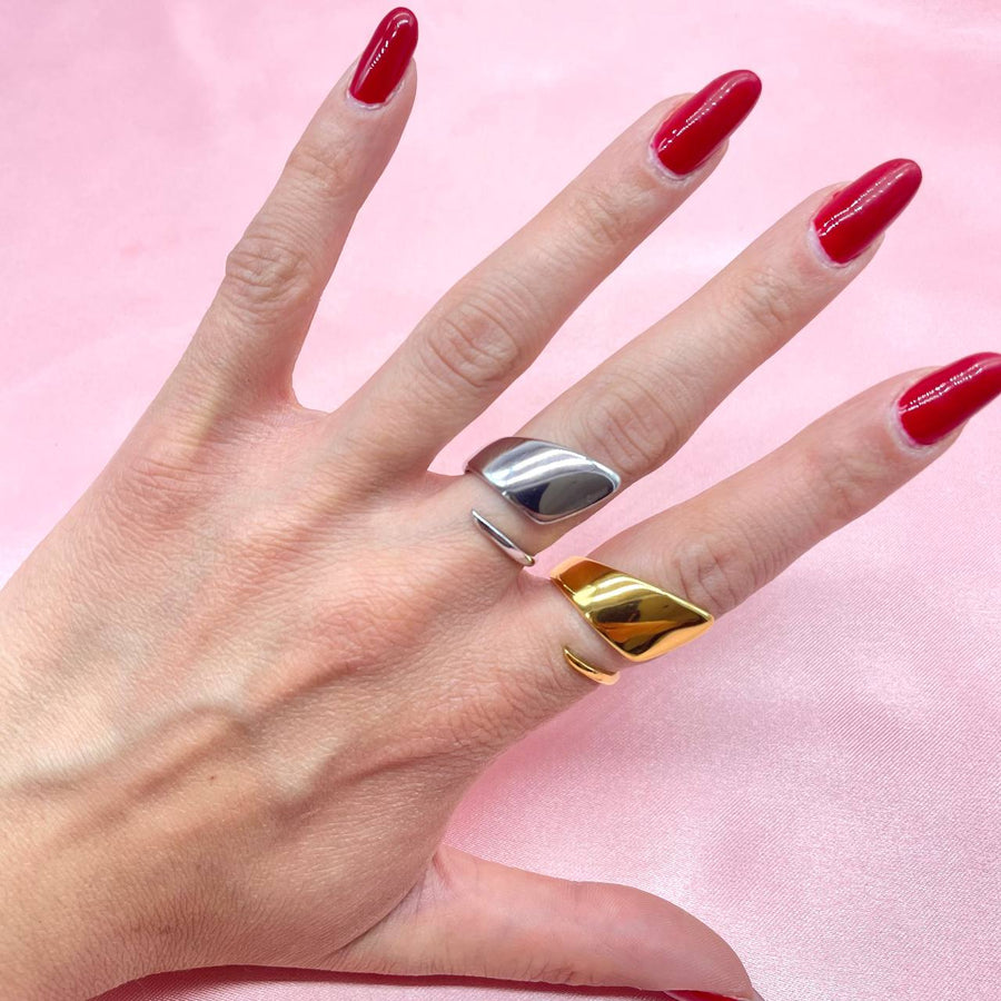 Anello regolabile asimmetric vintage double