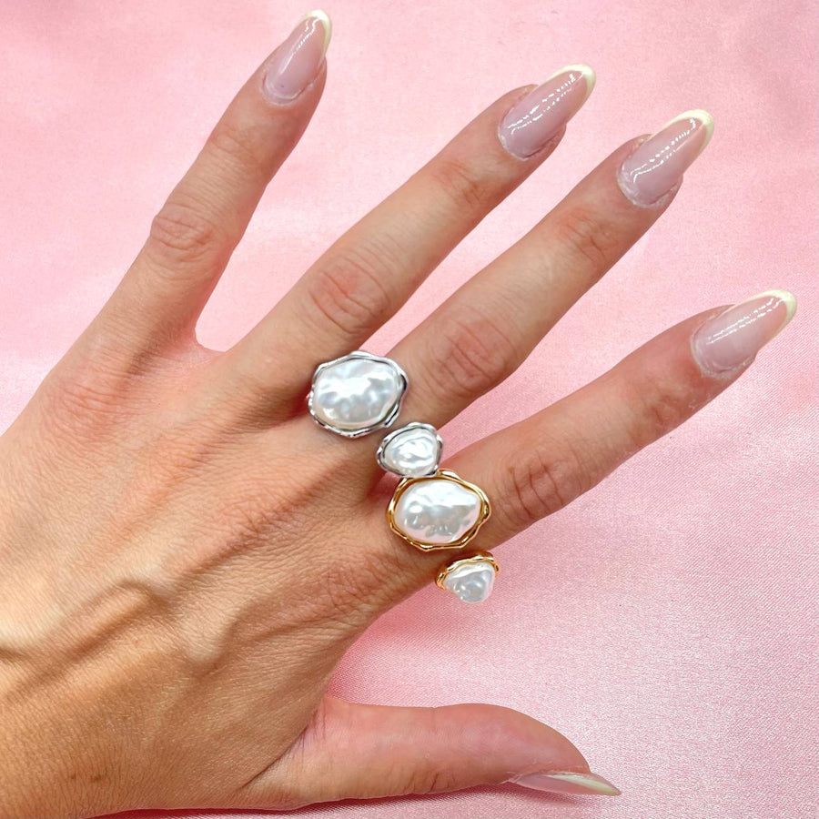 Anello double perle abstract
