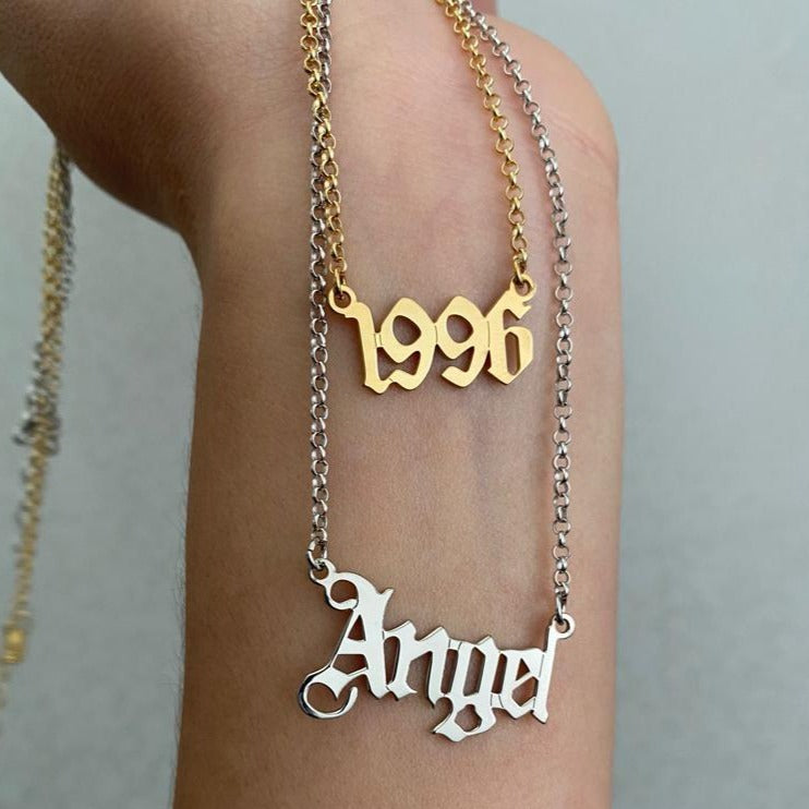 Customizable font angels necklace in 925 silver