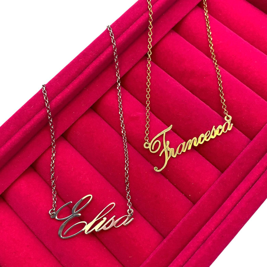 Collana personalizzabile con nome, montata su una delicata catena in argento 925 nei colori oro e argento - Iride Shop Bijoux e Accessori