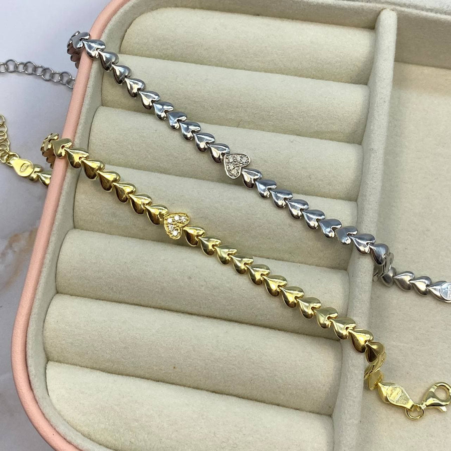Bracciale Donna In Argento 925 Con Catena Intrecciata E Zirconi Tricolori - WQZYY&ASDCD