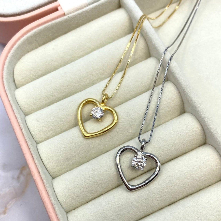 Collana con cuore e zircone in argento 925 - Iride shop - accessori donna
