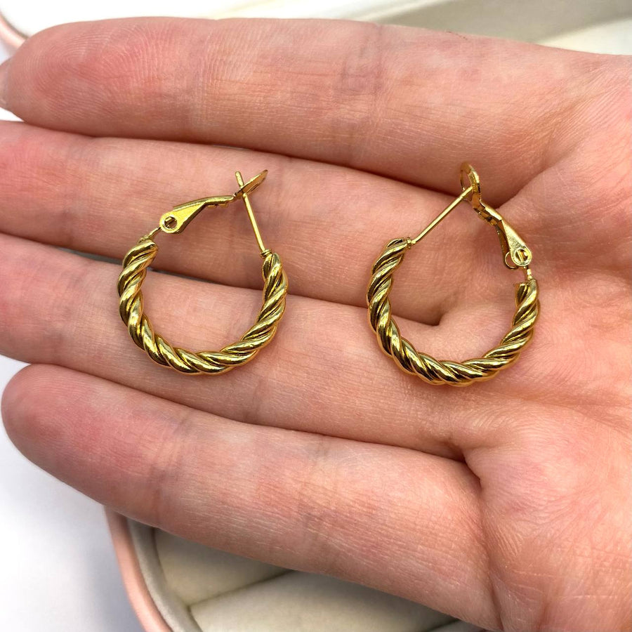 Orecchini A Cerchio Arricciati A Forma Di C Riempiti In Oro 18k: 30 Mm O 35 Mm - Italia - Foto 11