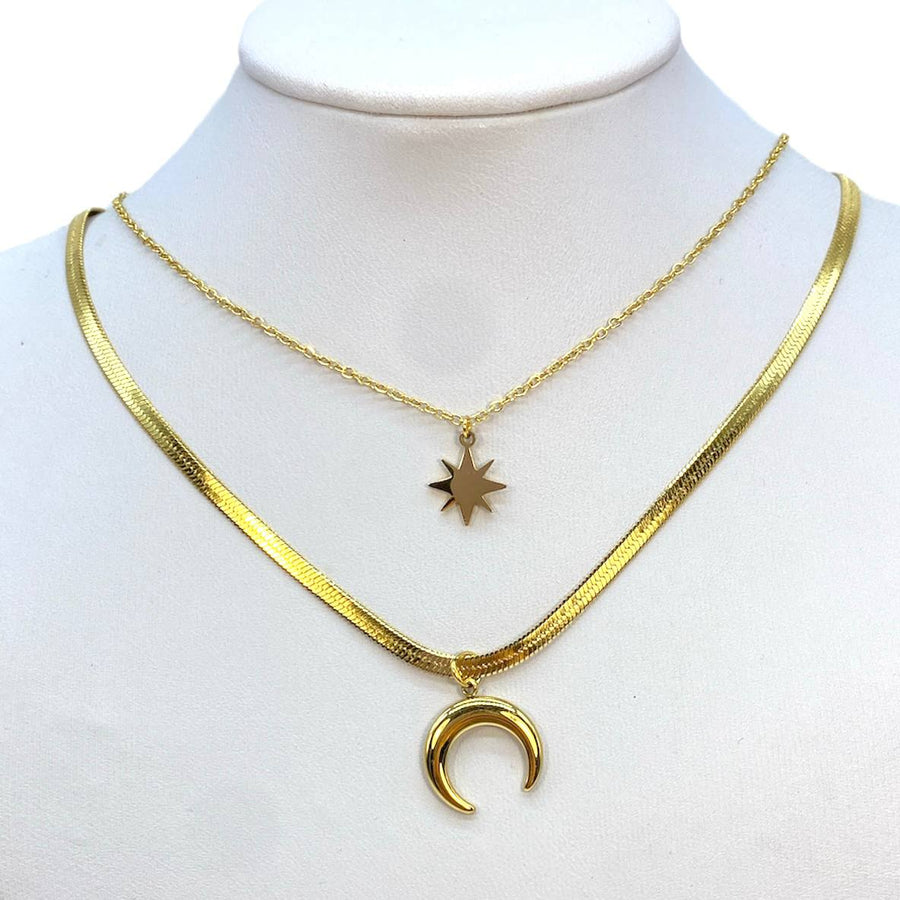 Double moon necklace