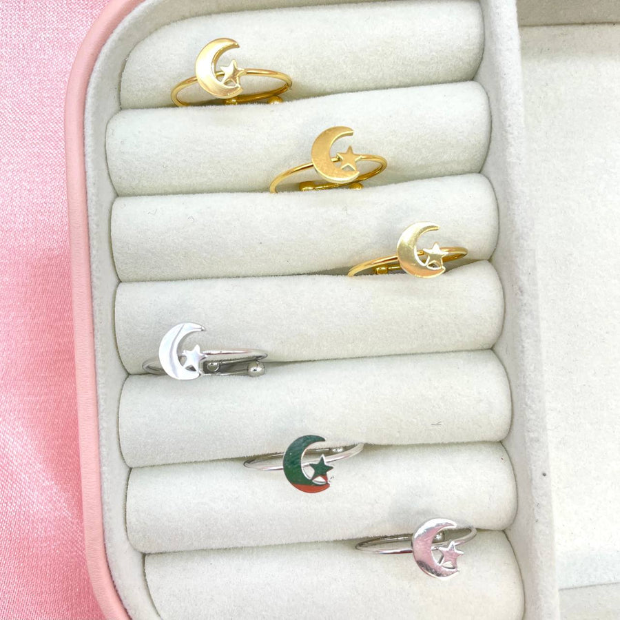 Star and moon adjustable ring