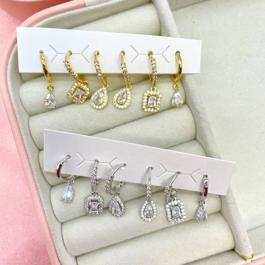 Set of 6 diamond earrings